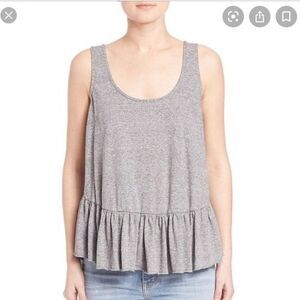 Current / Elliott Ballet Grey Peplum Ruffle Tank Size Small